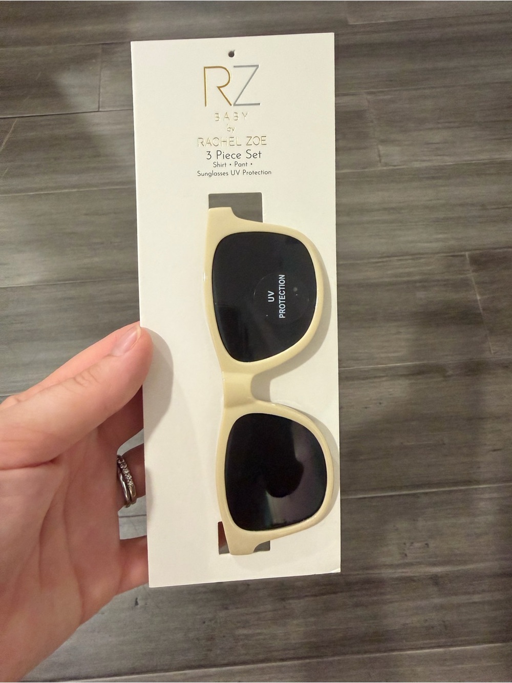 Rachel Zoe Cream Frame Sunglasses with Black Lenses for Kids